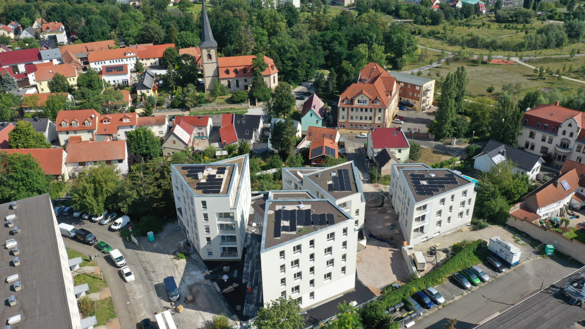 Luftbild der Wohnanlage Z12 am Kilianipark